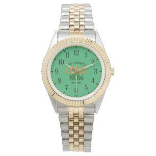 RELOJ DE PULSERA CONTEMPORÁNEO LIMPIO NICE GOLD SILVERY EMERALD GRE