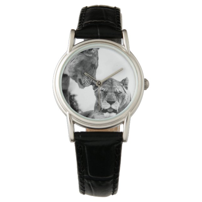 Reloj De Pulsera Contraste de leones negros y blancos (Anverso)