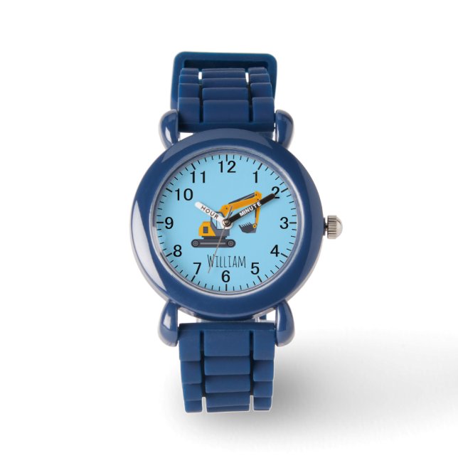 Reloj De Pulsera cool boys construction digger truck add name (Anverso)