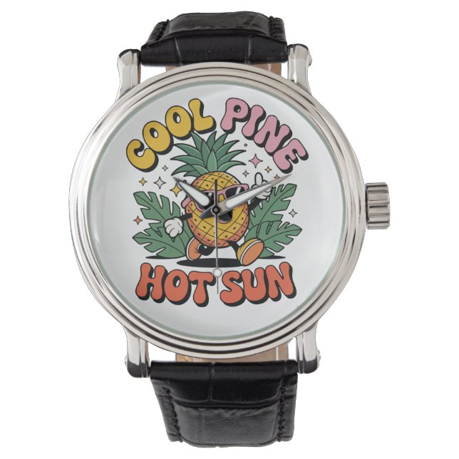 Reloj De Pulsera Cool Pine Hot Sun Retro Pineapple Summer Vibes (Anverso)