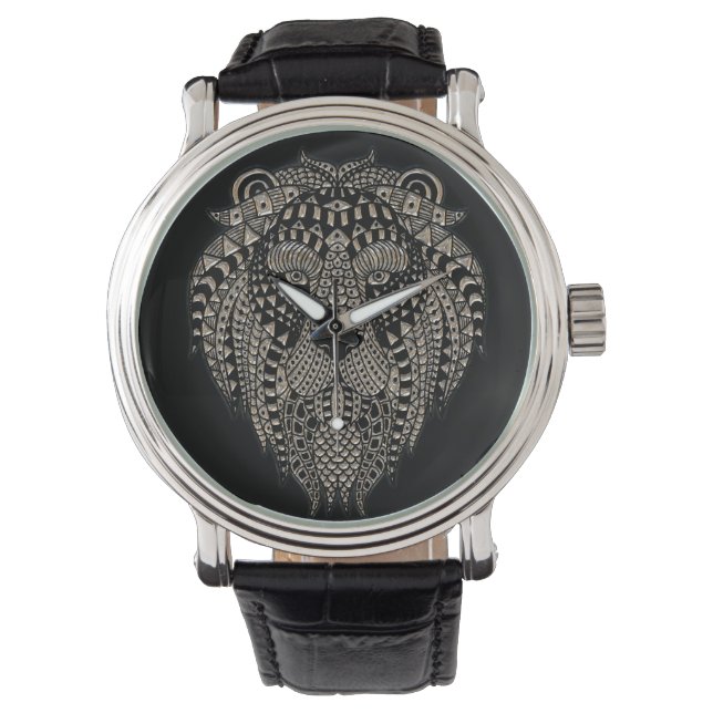 Reloj De Pulsera Cool Tribal Metallic Lion Head Black (Anverso)