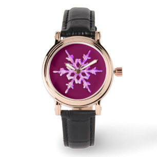 Reloj De Pulsera Copo de nieve iridiscente rosa