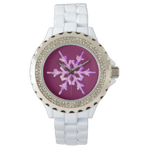 Reloj De Pulsera Copo de nieve iridiscente rosa