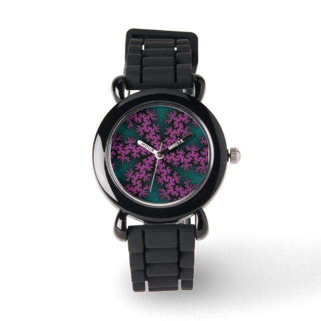 Reloj De Pulsera Copo de nieve verde azulado y púrpura (Anverso)