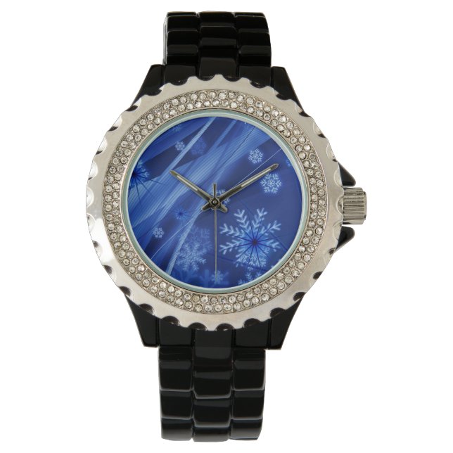 Reloj De Pulsera Copos de nieve azules (Anverso)