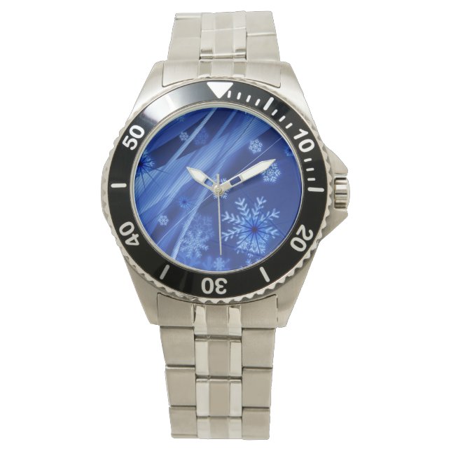 Reloj De Pulsera Copos de nieve azules (Anverso)
