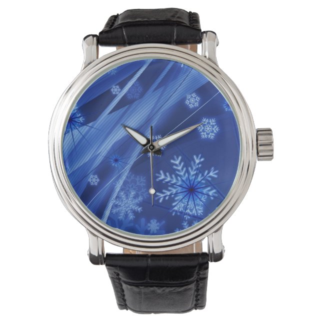 Reloj De Pulsera Copos de nieve azules (Anverso)