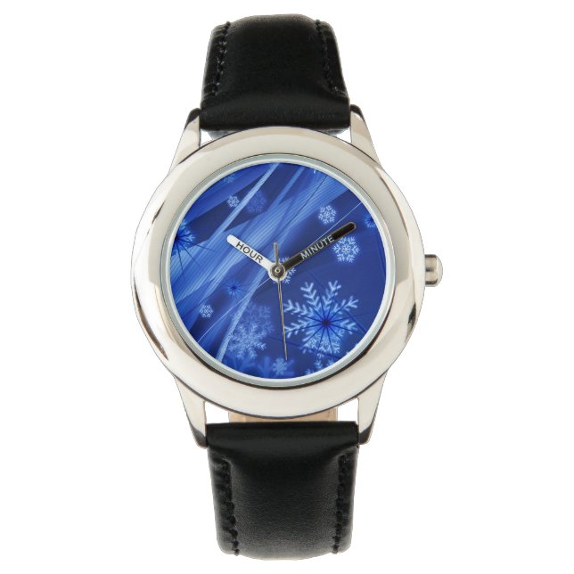 Reloj De Pulsera Copos de nieve azules (Anverso)