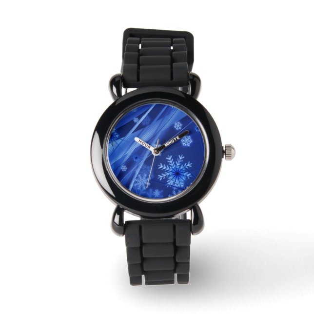 Reloj De Pulsera Copos de nieve azules (Anverso)