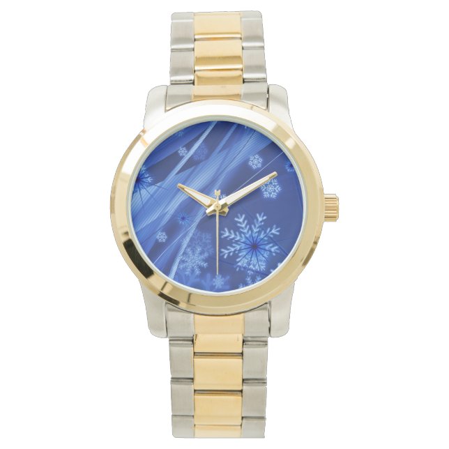 Reloj De Pulsera Copos de nieve azules (Anverso)