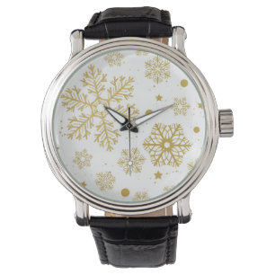 Reloj De Pulsera Copos de nieve dorados