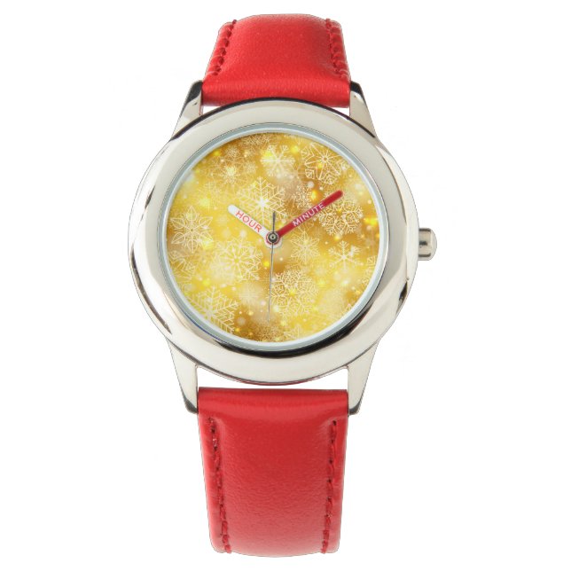 Reloj De Pulsera Copos de nieve en oro (Anverso)