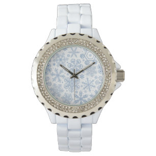 Reloj De Pulsera Copos de nieve grises en blanco roto