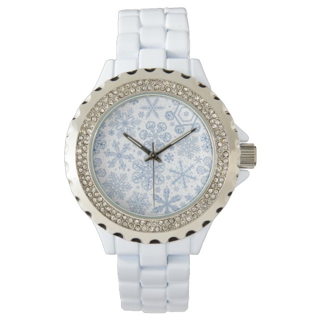 Reloj De Pulsera Copos de nieve grises en blanco roto (Anverso)