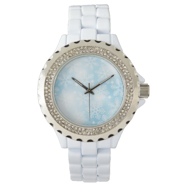 Reloj De Pulsera Copos de nieve y luces azules (Anverso)