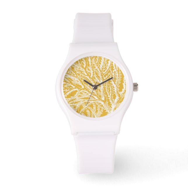Reloj De Pulsera Coral amarillo y blanco (Anverso)