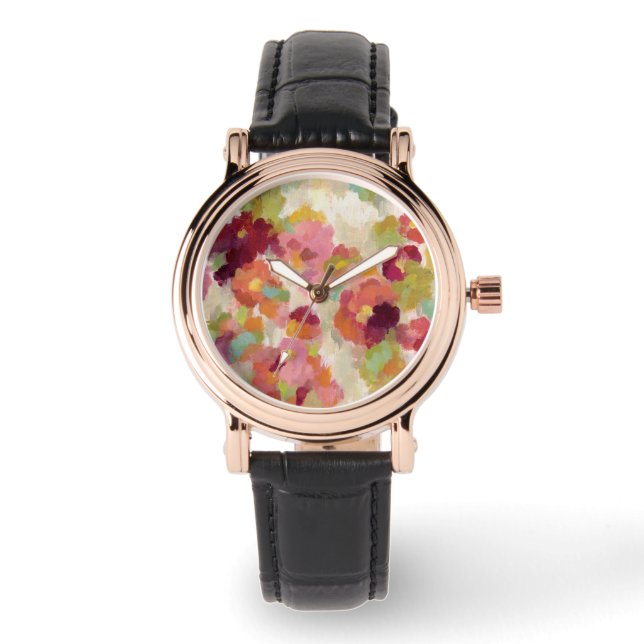 Reloj De Pulsera Coral y jardín de esmeralda (Anverso)
