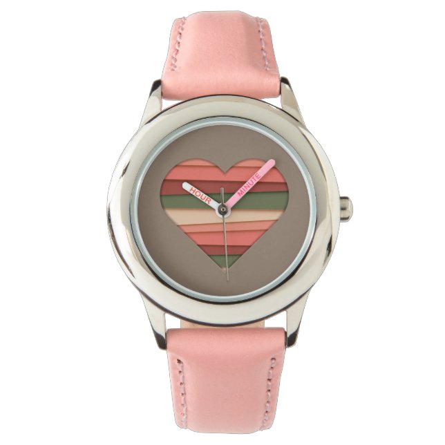 Reloj De Pulsera Corazón Amor Rayado Día de San Valentín (Anverso)