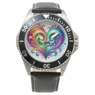 Reloj De Pulsera Corazón arco iris Colores brillantes