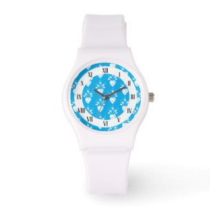 Reloj De Pulsera Corazón azul portugués en flor