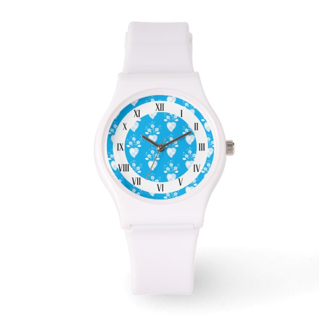 Reloj De Pulsera Corazón azul portugués en flor (Anverso)