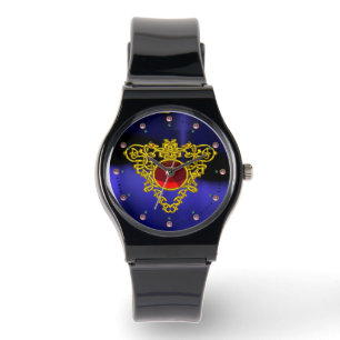 RELOJ DE PULSERA CORAZÓN CELÁTICO ORO CON RUBY ROJO