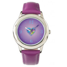 Corazón color arcoiris lindo>Relojes para niños