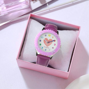 Reloj De Pulsera Corazón de Acuarela Personalizado para Niños