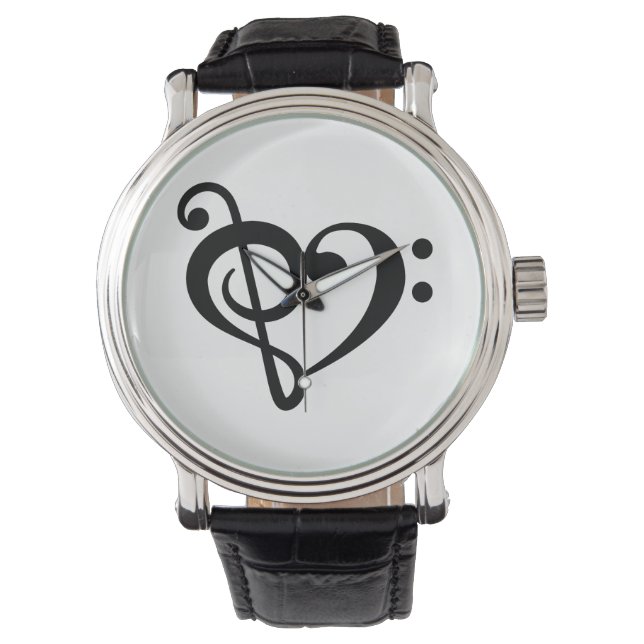 Reloj De Pulsera Corazón de amor de clave de música (Anverso)