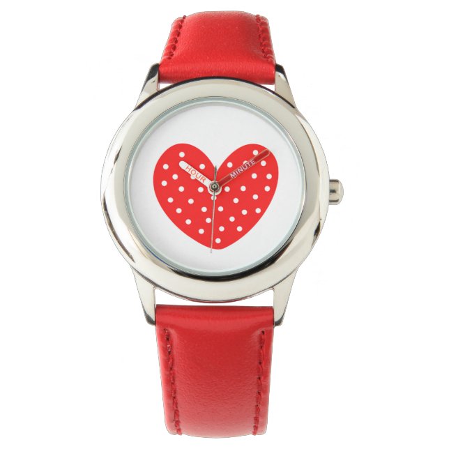 Reloj De Pulsera Corazón de amor rojo, fondo blanco (Anverso)