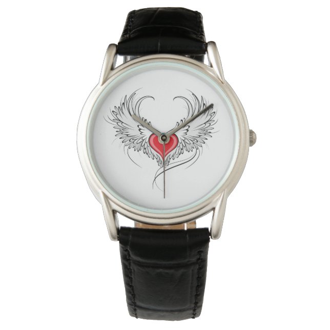 Reloj De Pulsera Corazón de Ángel Rojo con alas (Anverso)