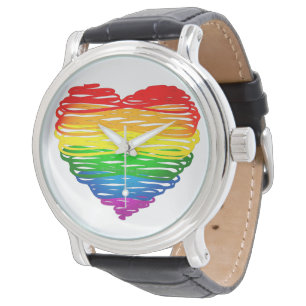 Reloj De Pulsera Corazón de colores de arcoíris de SlipperyJoe gara