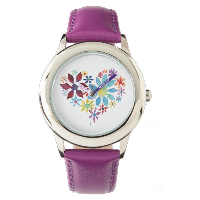 Reloj De Pulsera Corazón de flores (Anverso)