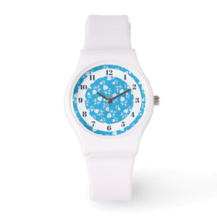 Reloj De Pulsera Corazón de flores azul