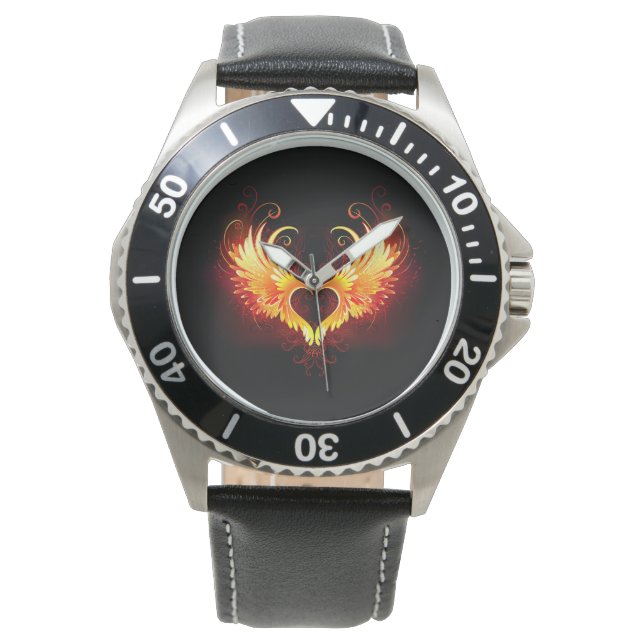 Reloj De Pulsera Corazón de Fuego Ángel con Alas (Anverso)