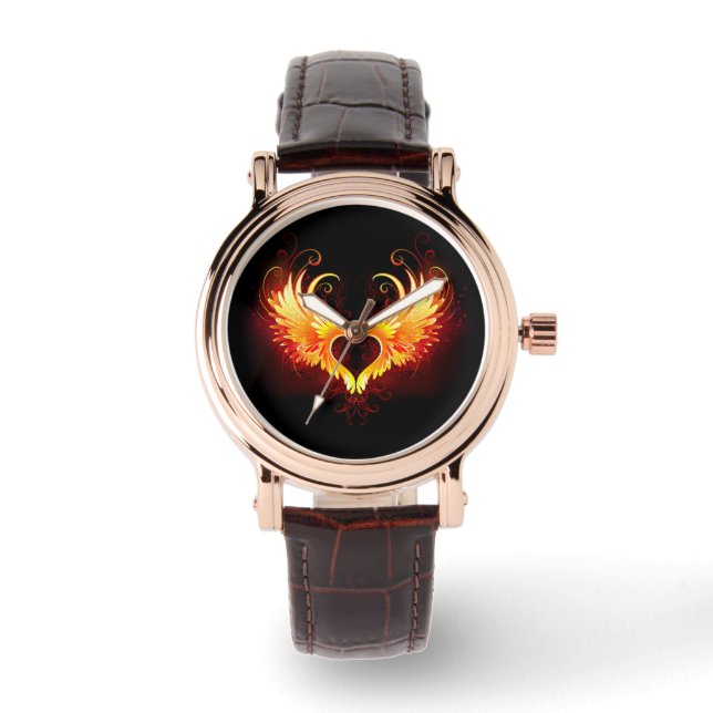 Reloj De Pulsera Corazón de Fuego Ángel con Alas (Anverso)