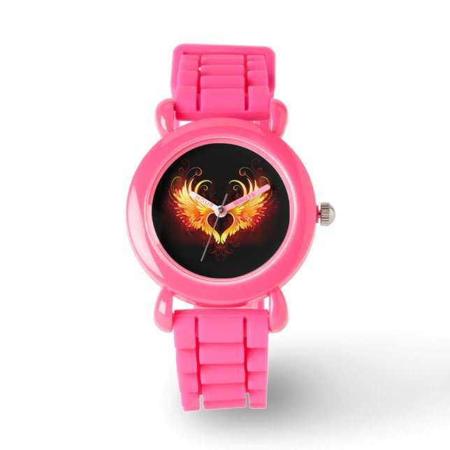 Reloj De Pulsera Corazón de Fuego Ángel con Alas (Anverso)