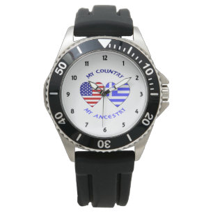 Reloj De Pulsera Corazón de Grecia EE. UU. Ascendencia País