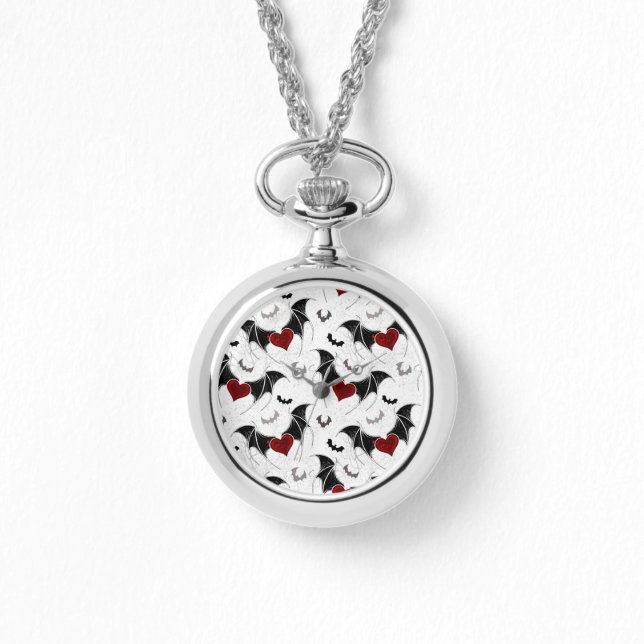 Reloj De Pulsera Corazón de Halloween con alas de murciélago negro (Anverso)