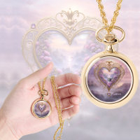 Corazón de oro victoriano con flores de lilo, vint