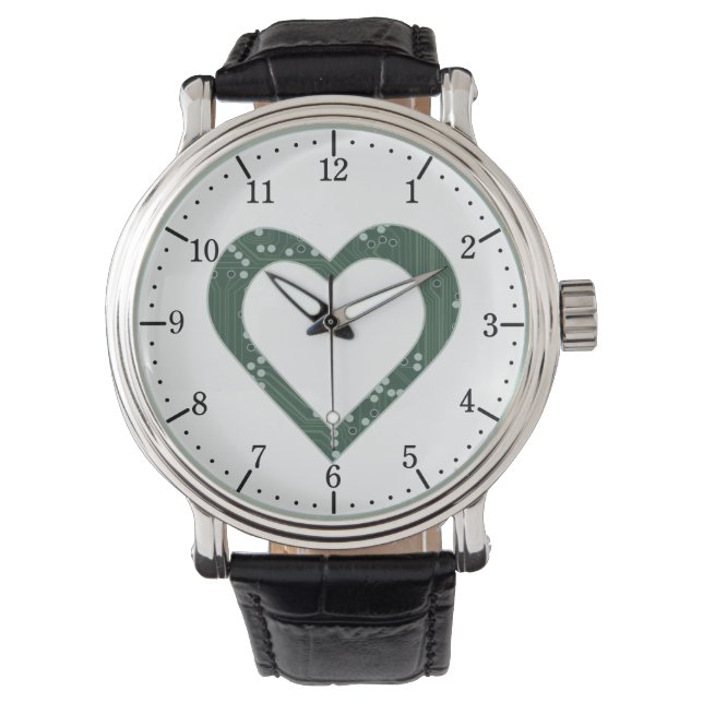 Reloj De Pulsera Corazón de patrón de placa de circuito (Anverso)