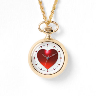 RELOJ DE PULSERA CORAZÓN DE PIEDRA DE RUBY ROJO