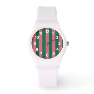 Reloj De Pulsera Corazón de rosa escabeche verde raya