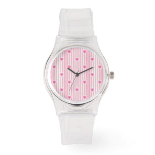 Reloj De Pulsera Corazón de San Valentín Starburst en raya suave ro
