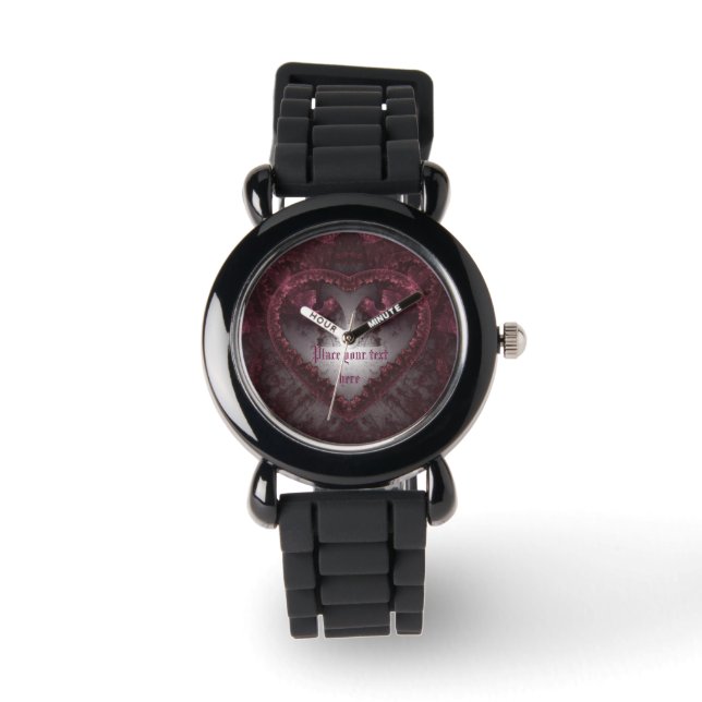 Reloj De Pulsera Corazón gótico morado 001 (Anverso)