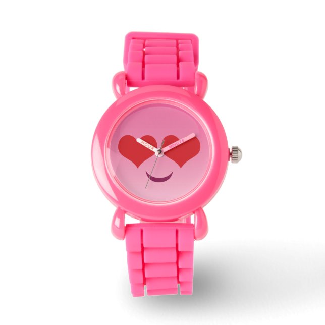 Reloj De Pulsera Corazón lindo para los ojos emoji rosa (Anverso)