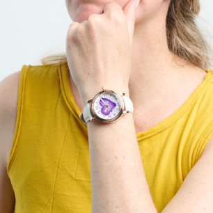 Reloj De Pulsera Corazón Morado con AMOR