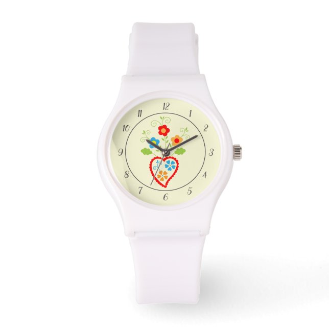 Reloj De Pulsera Corazón popular portugués con palabra en salsa (Anverso)