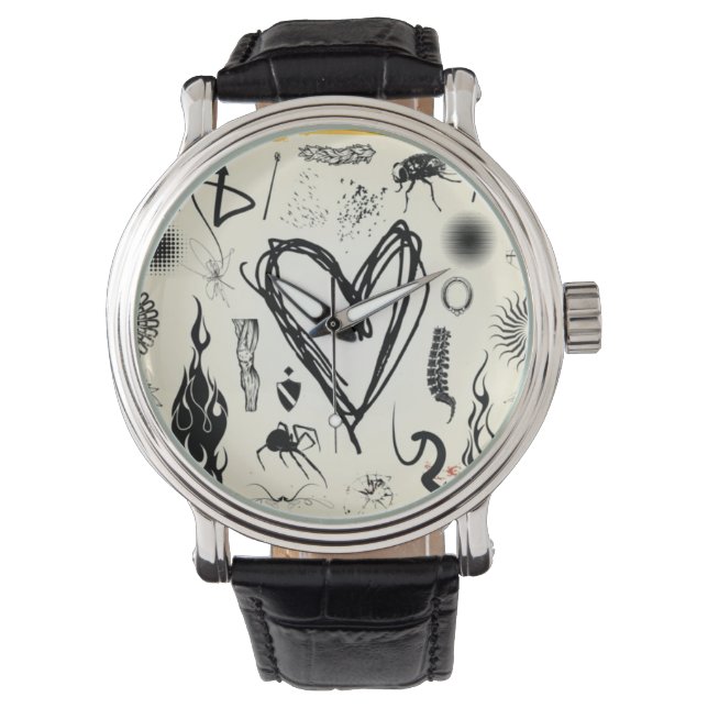 Reloj de Pulsera Corazón Pulso Plateado - Dibujado (Anverso)