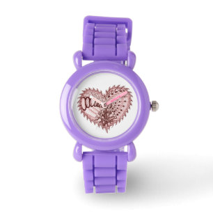 Reloj De Pulsera Corazón Purpurina rojo